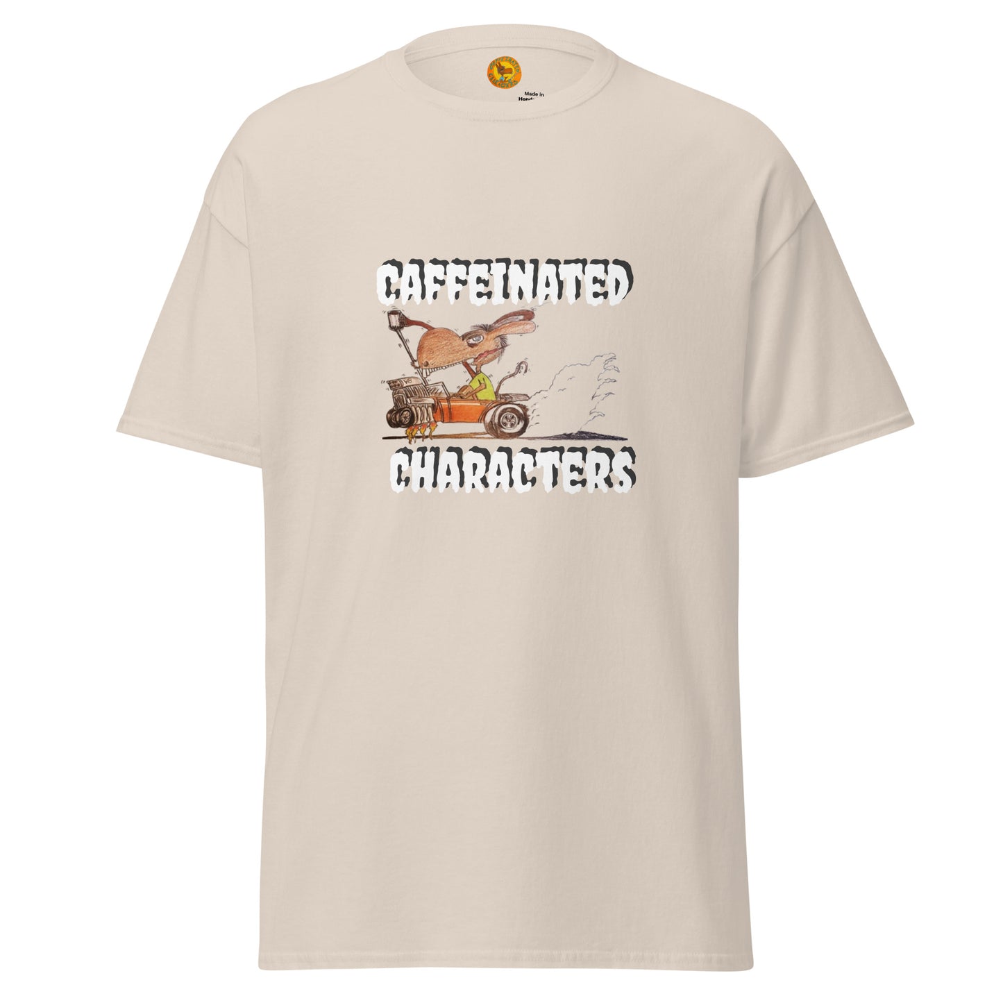 Caffeinated Characters Rat Rod T-Shirt Print on the front