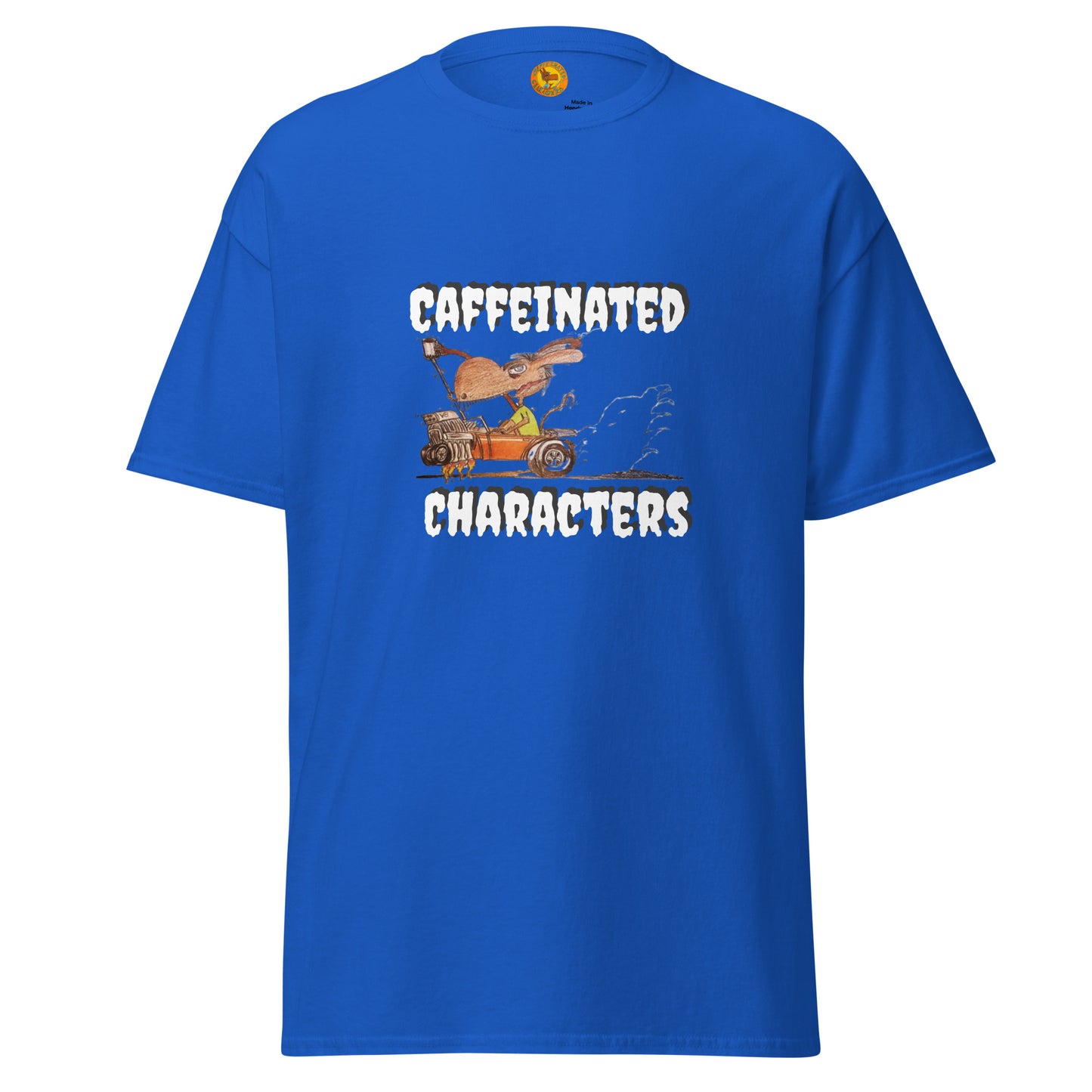 Caffeinated Characters Rat Rod T-Shirt Print on the front