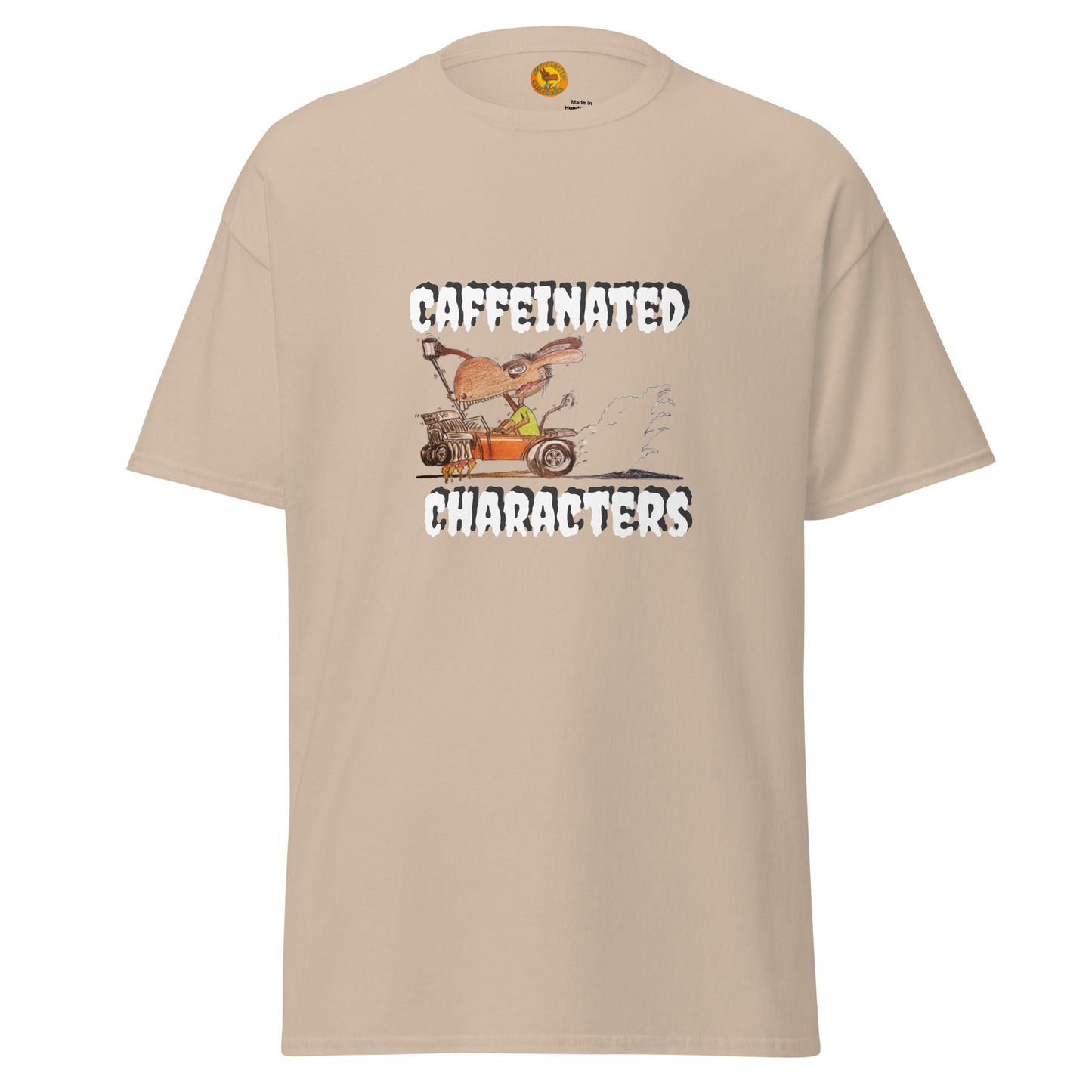Caffeinated Characters Rat Rod T-Shirt Print on the front