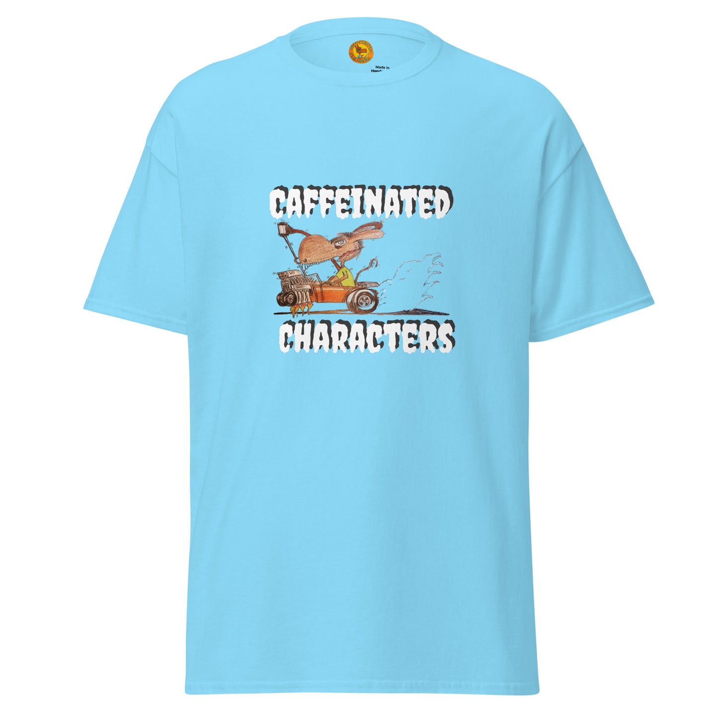Caffeinated Characters Rat Rod T-Shirt Print on the front