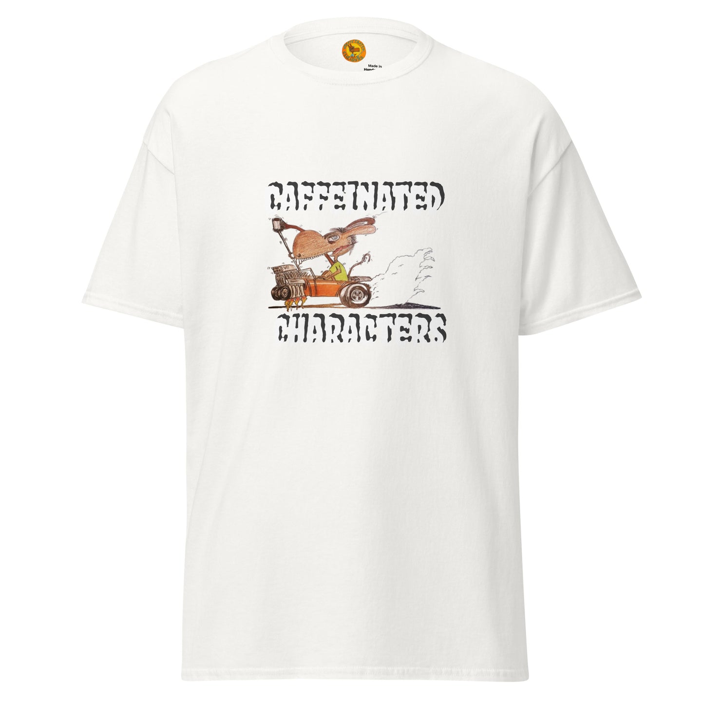 Caffeinated Characters Rat Rod T-Shirt Print on the front