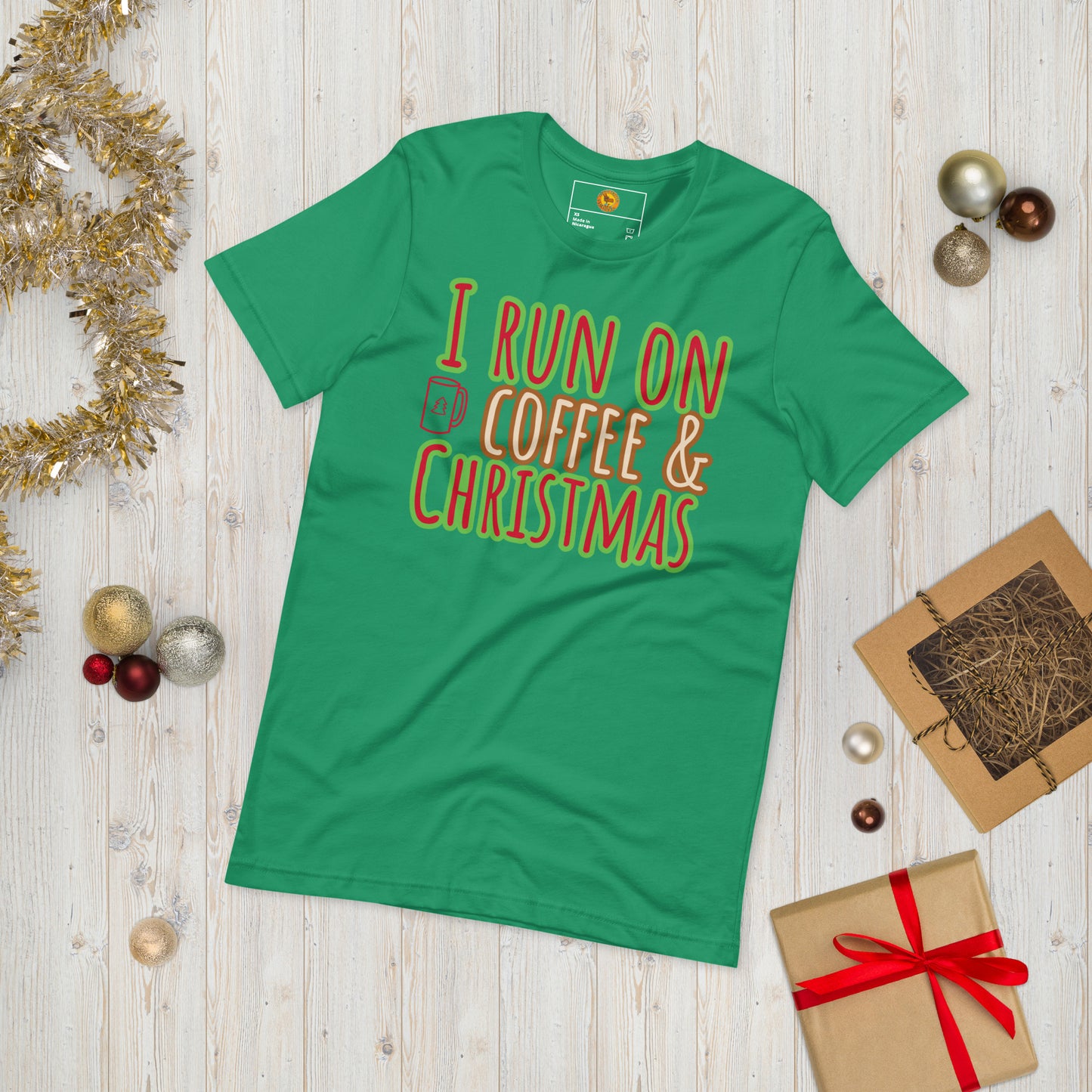 I Run On Coffee & Christmas, Unisex T-shirt