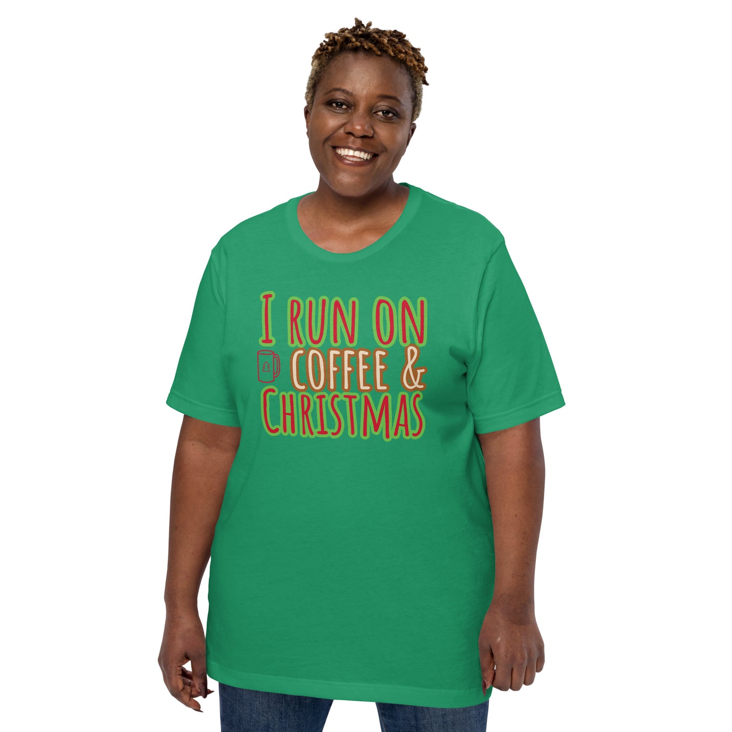 I Run On Coffee & Christmas, Unisex T-shirt
