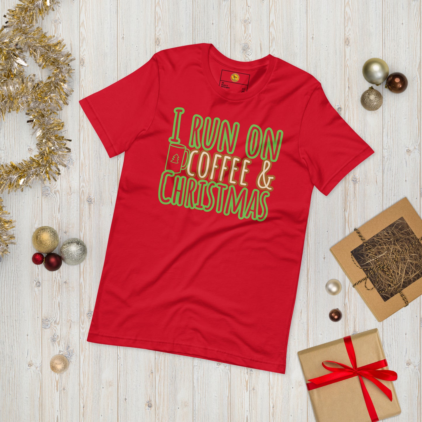 I Run On Coffee & Christmas, Unisex T-shirt