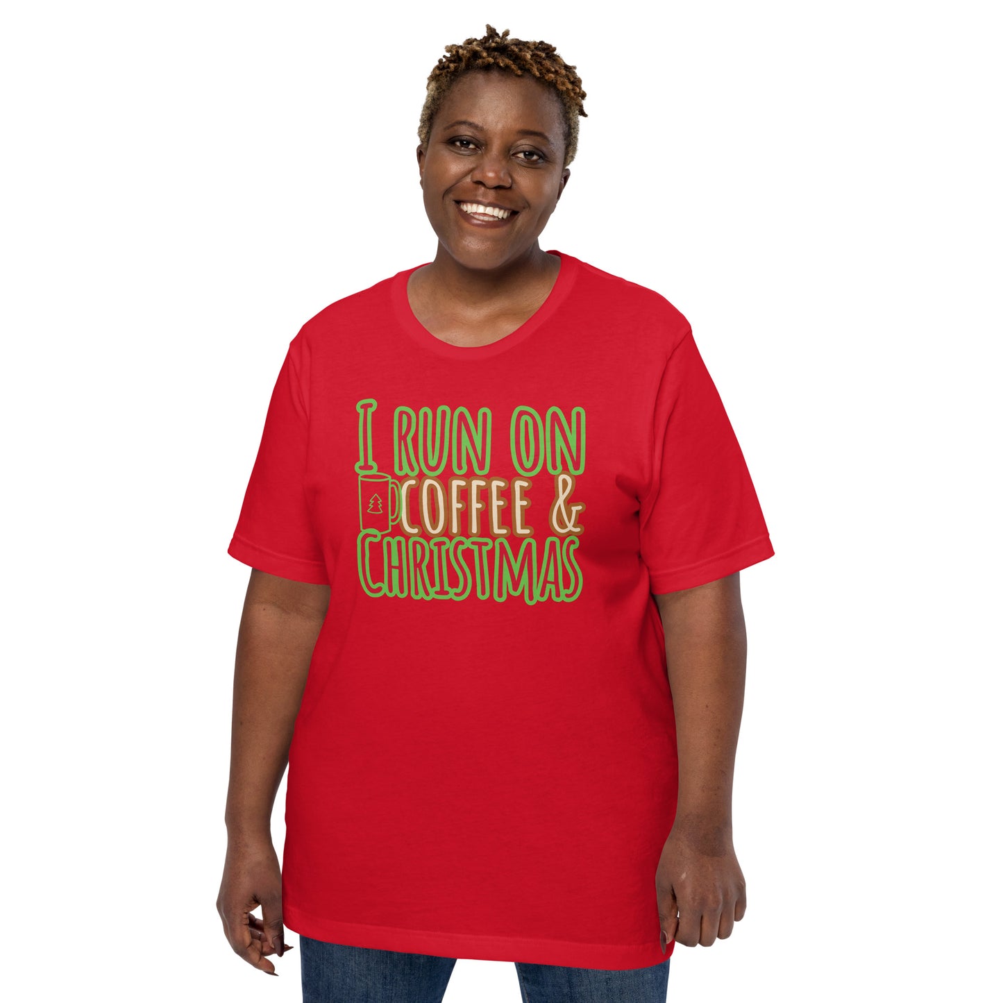 I Run On Coffee & Christmas, Unisex T-shirt