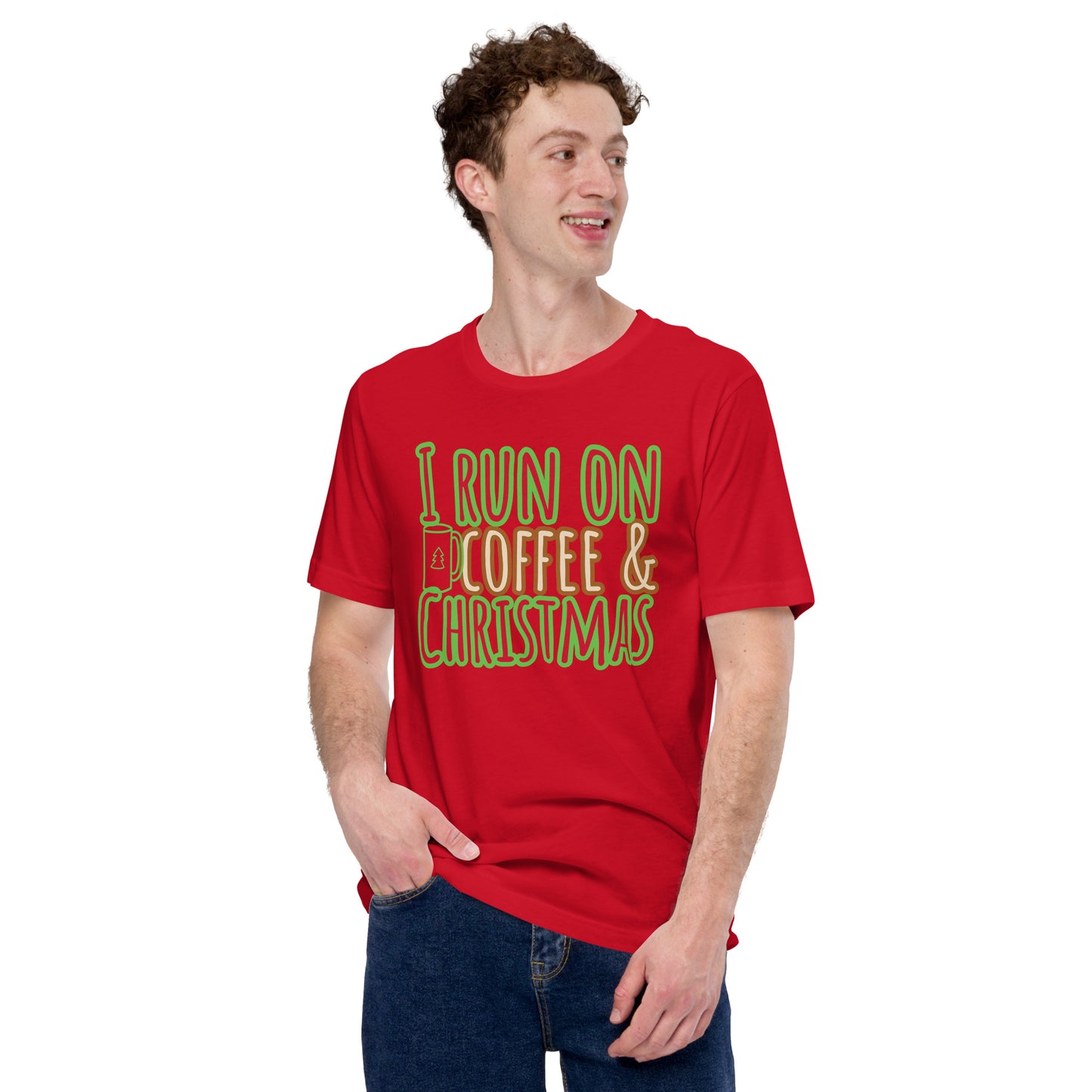 I Run On Coffee & Christmas, Unisex T-shirt