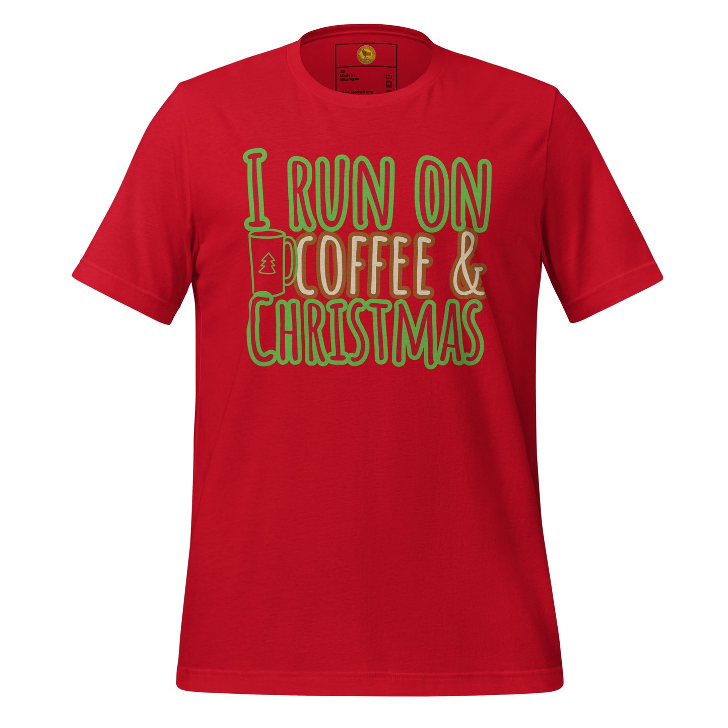 I Run On Coffee & Christmas, Unisex T-shirt