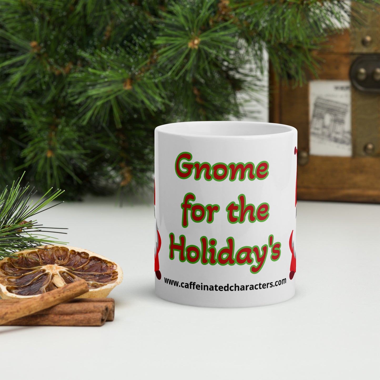Gnome for the Holiday's mug available in 3 sizes- 11, 15, and 20 oz