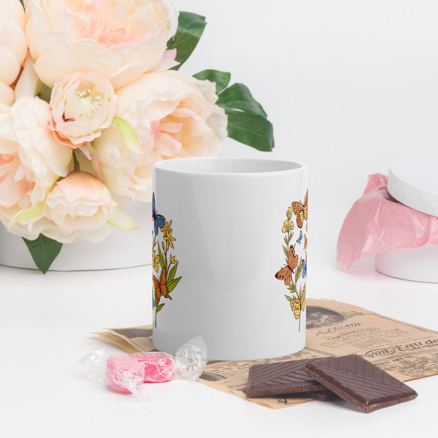 I Love Spring White glossy mug