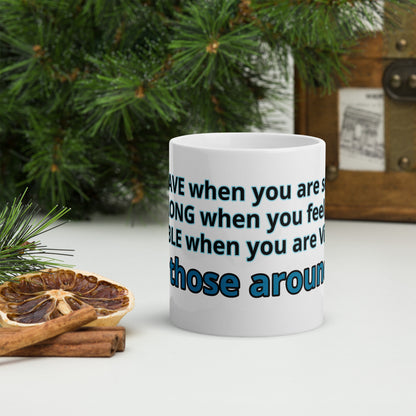 Positive and Inspiring White glossy mug