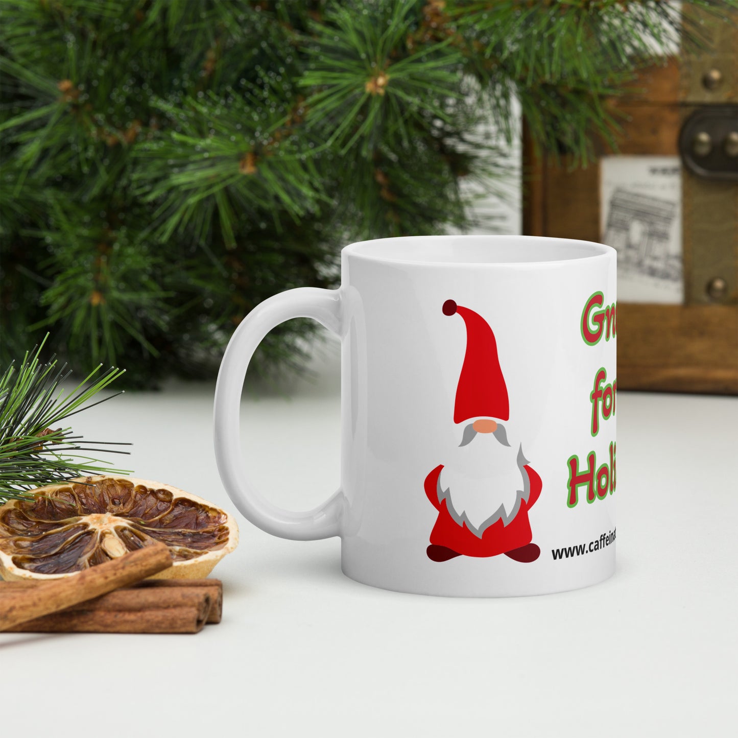 Gnome for the Holiday's mug available in 3 sizes- 11, 15, and 20 oz