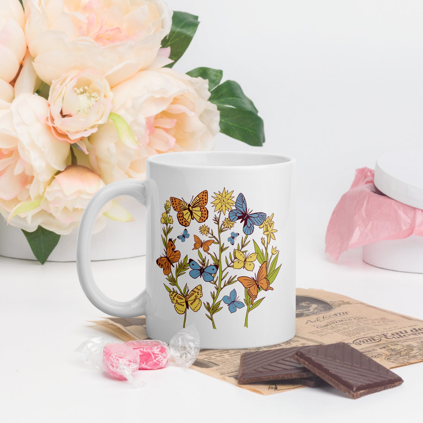 I Love Spring White glossy mug