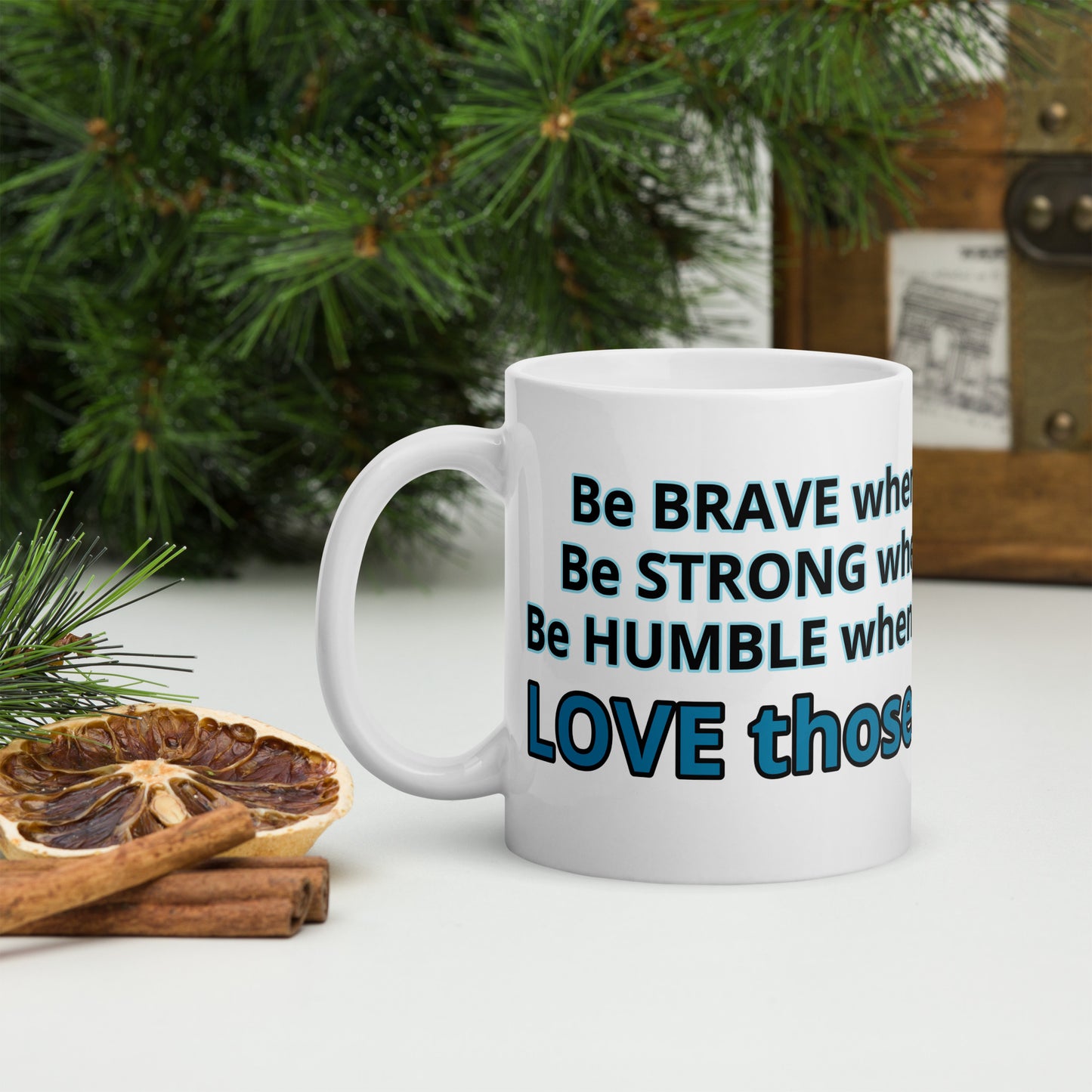 Positive and Inspiring White glossy mug