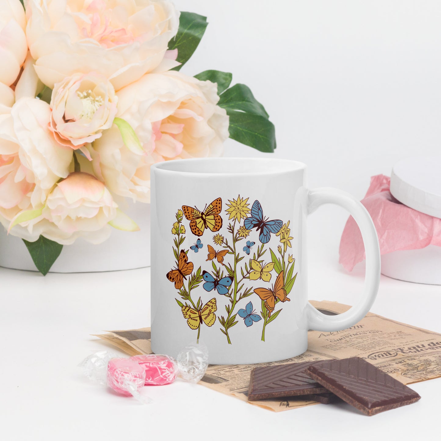I Love Spring White glossy mug