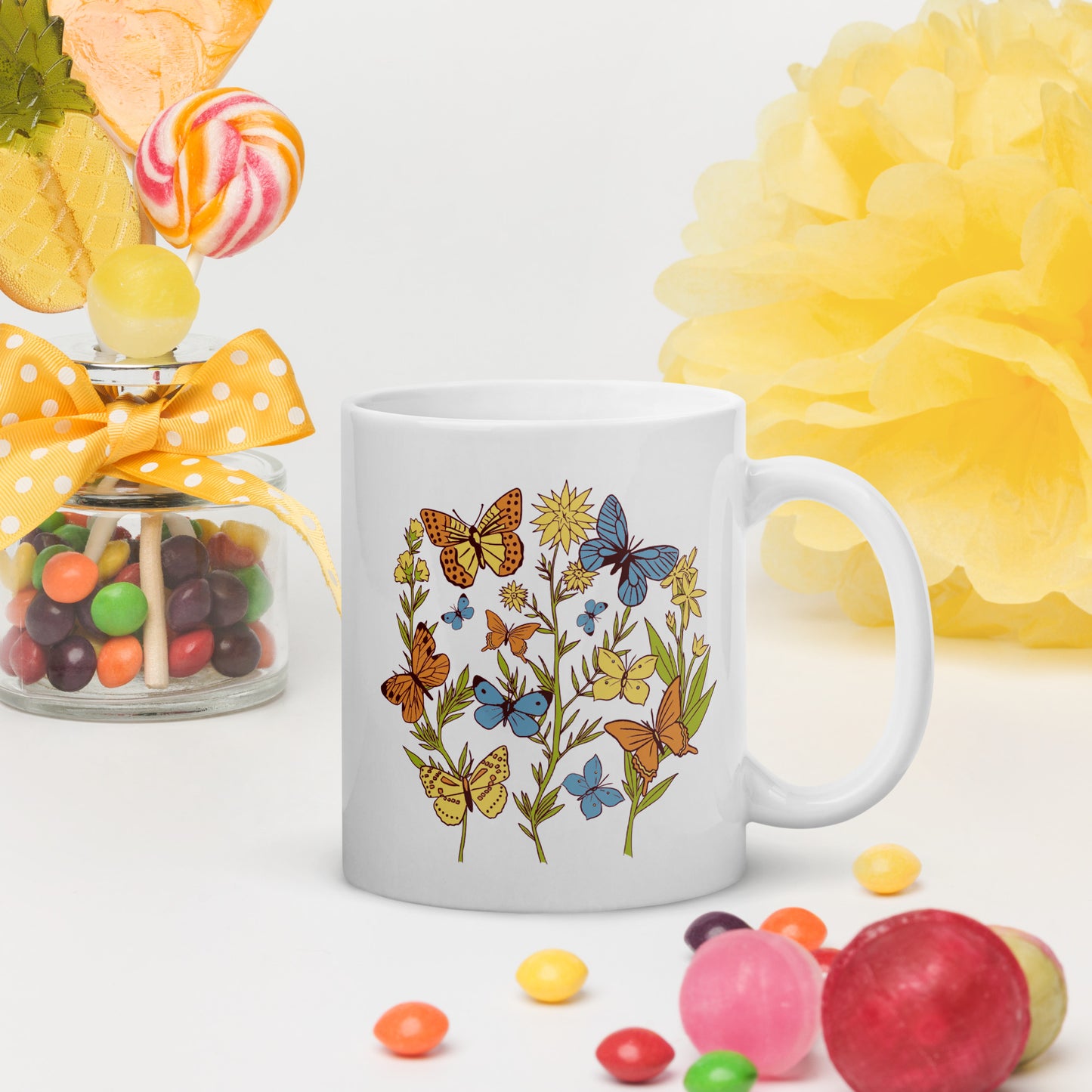 I Love Spring White glossy mug