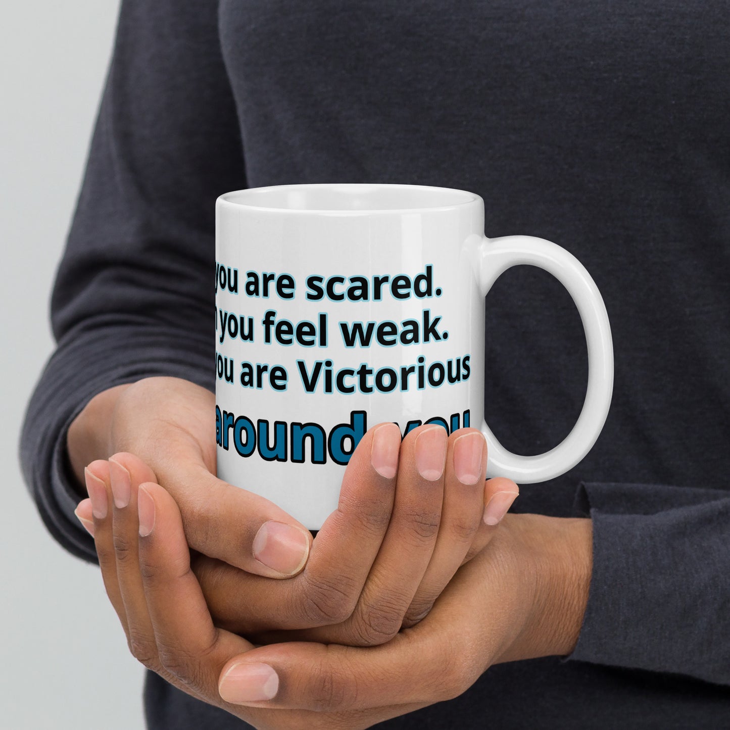 Positive and Inspiring White glossy mug