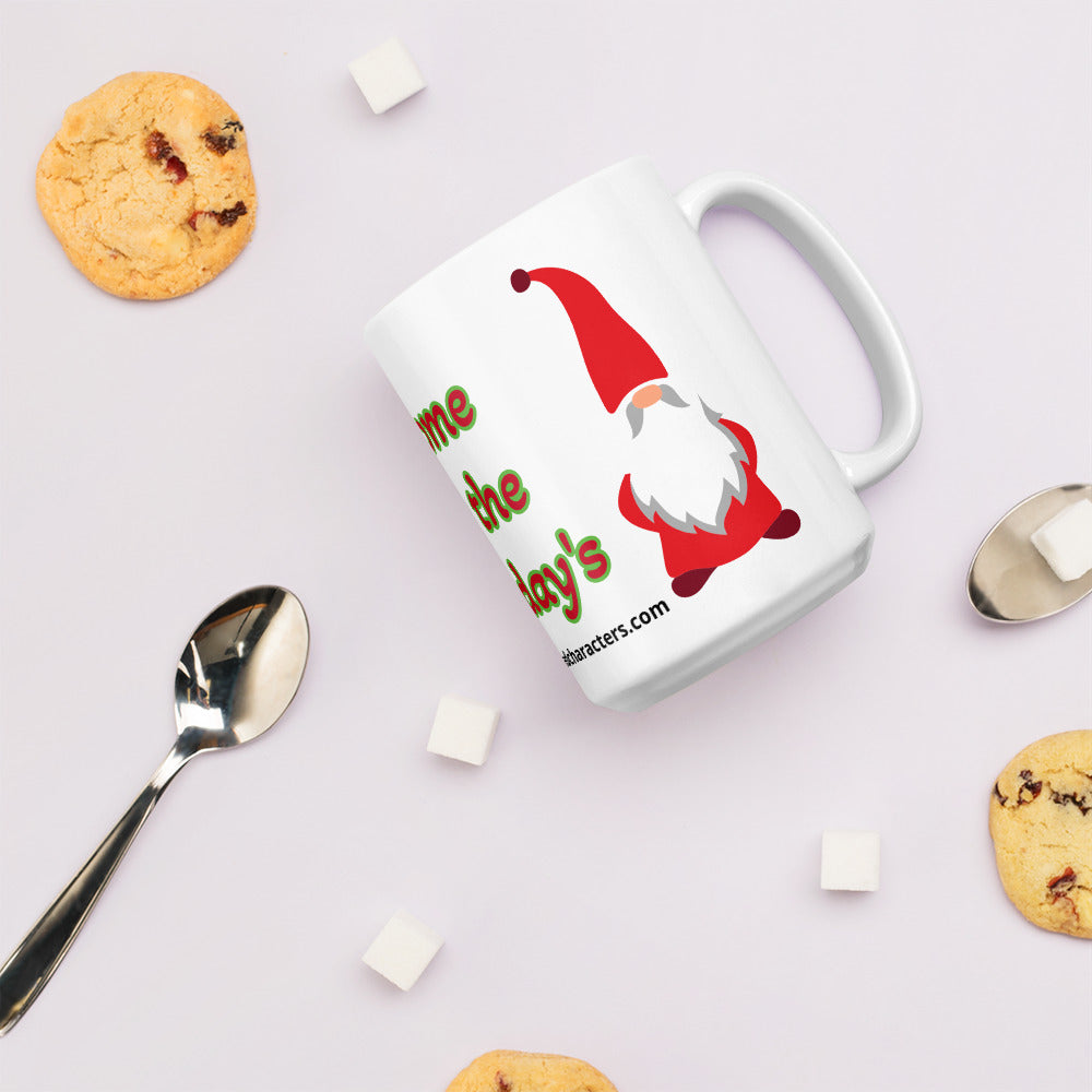 Gnome for the Holiday's mug available in 3 sizes- 11, 15, and 20 oz