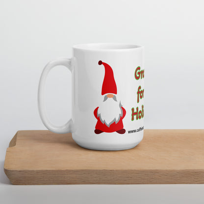 Gnome for the Holiday's mug available in 3 sizes- 11, 15, and 20 oz
