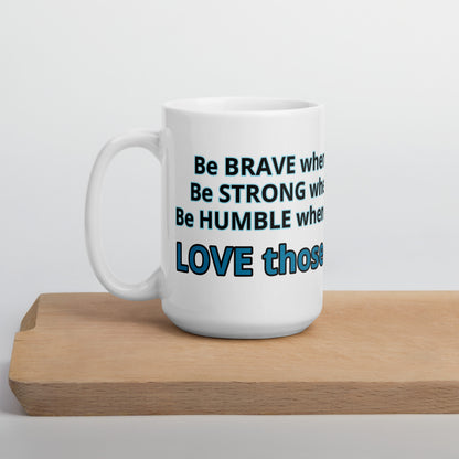 Positive and Inspiring White glossy mug