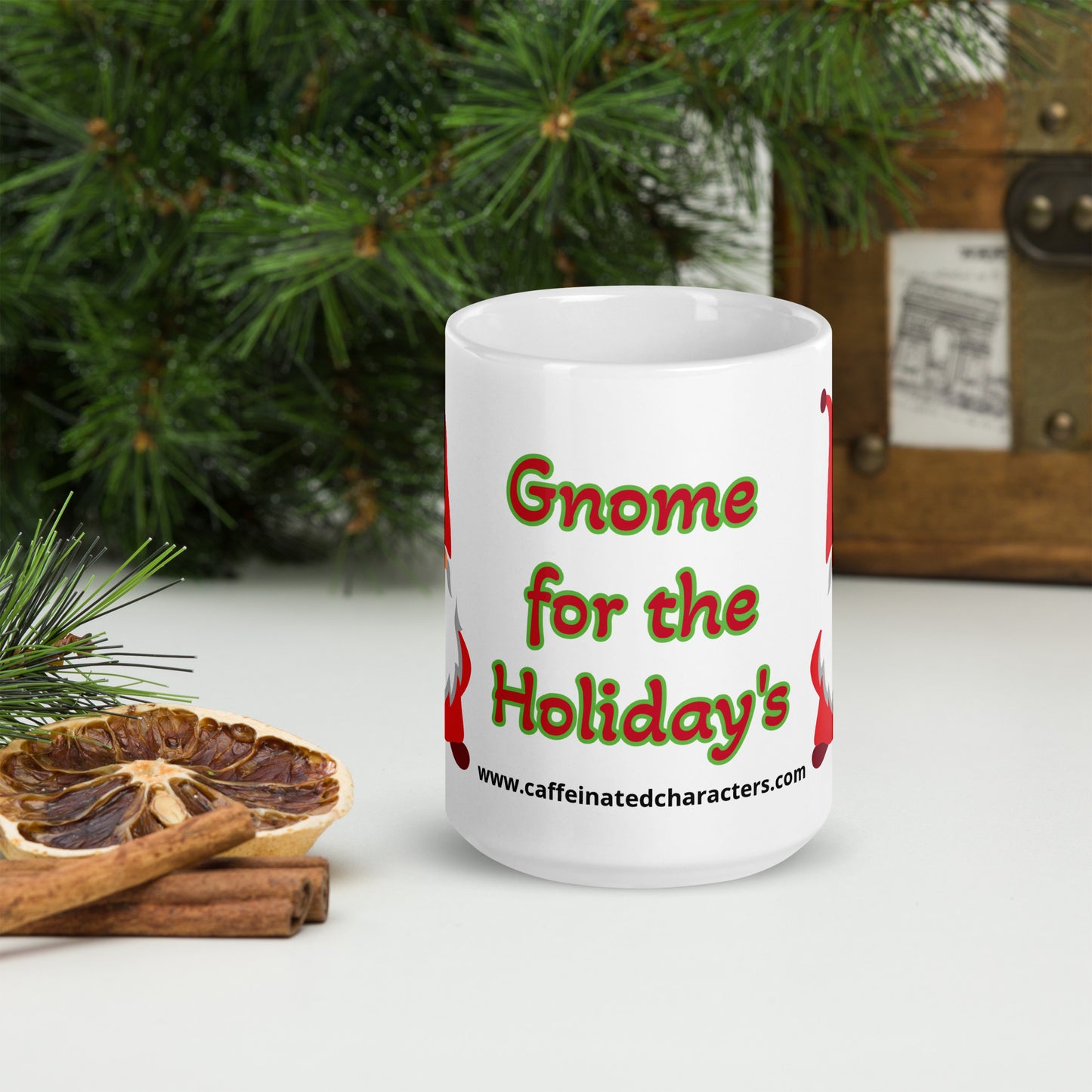 Gnome for the Holiday's mug available in 3 sizes- 11, 15, and 20 oz