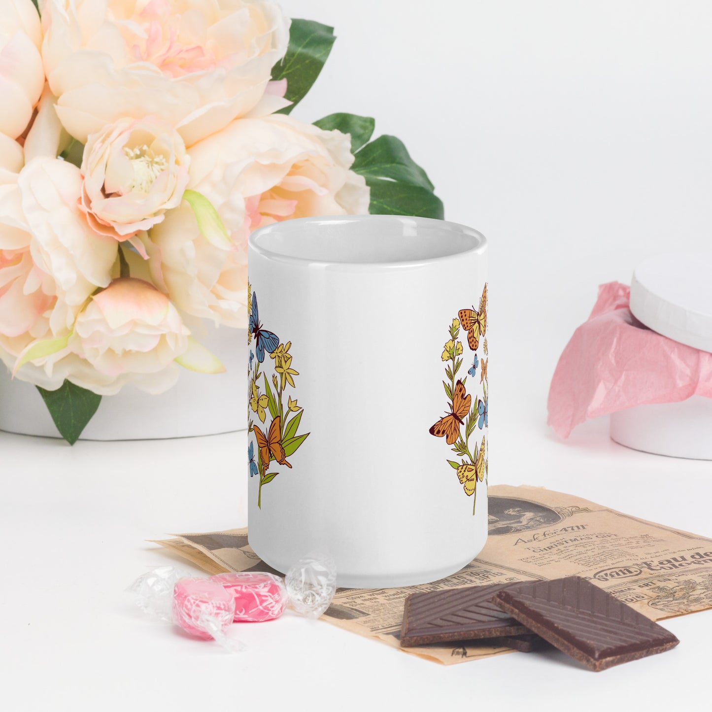 I Love Spring White glossy mug