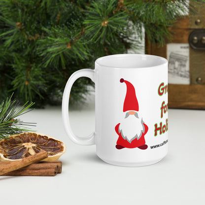 Gnome for the Holiday's mug available in 3 sizes- 11, 15, and 20 oz
