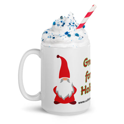 Gnome for the Holiday's mug available in 3 sizes- 11, 15, and 20 oz