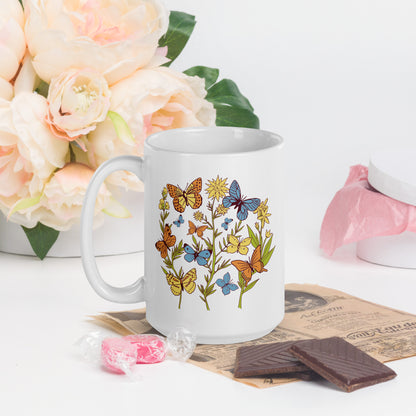 I Love Spring White glossy mug