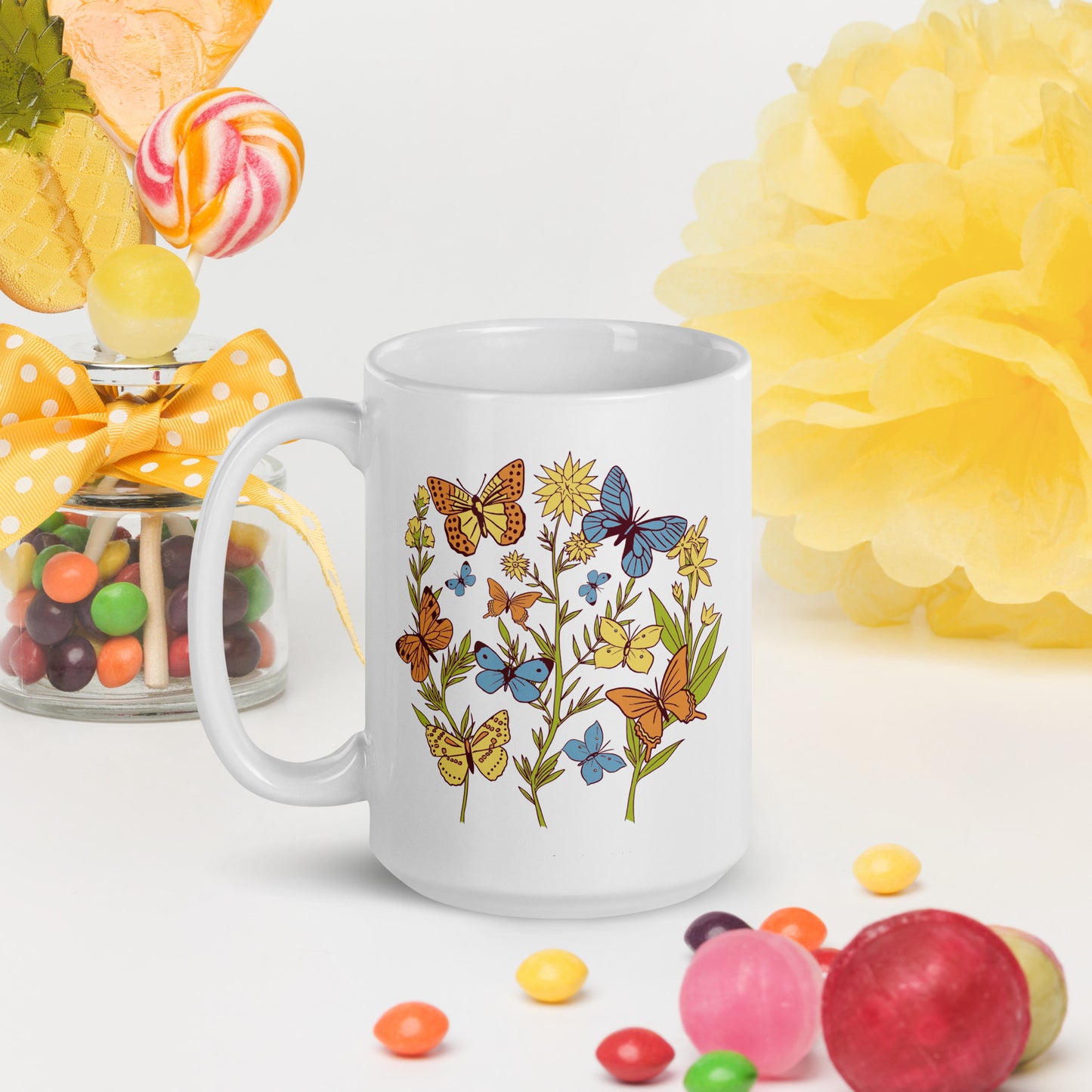 I Love Spring White glossy mug