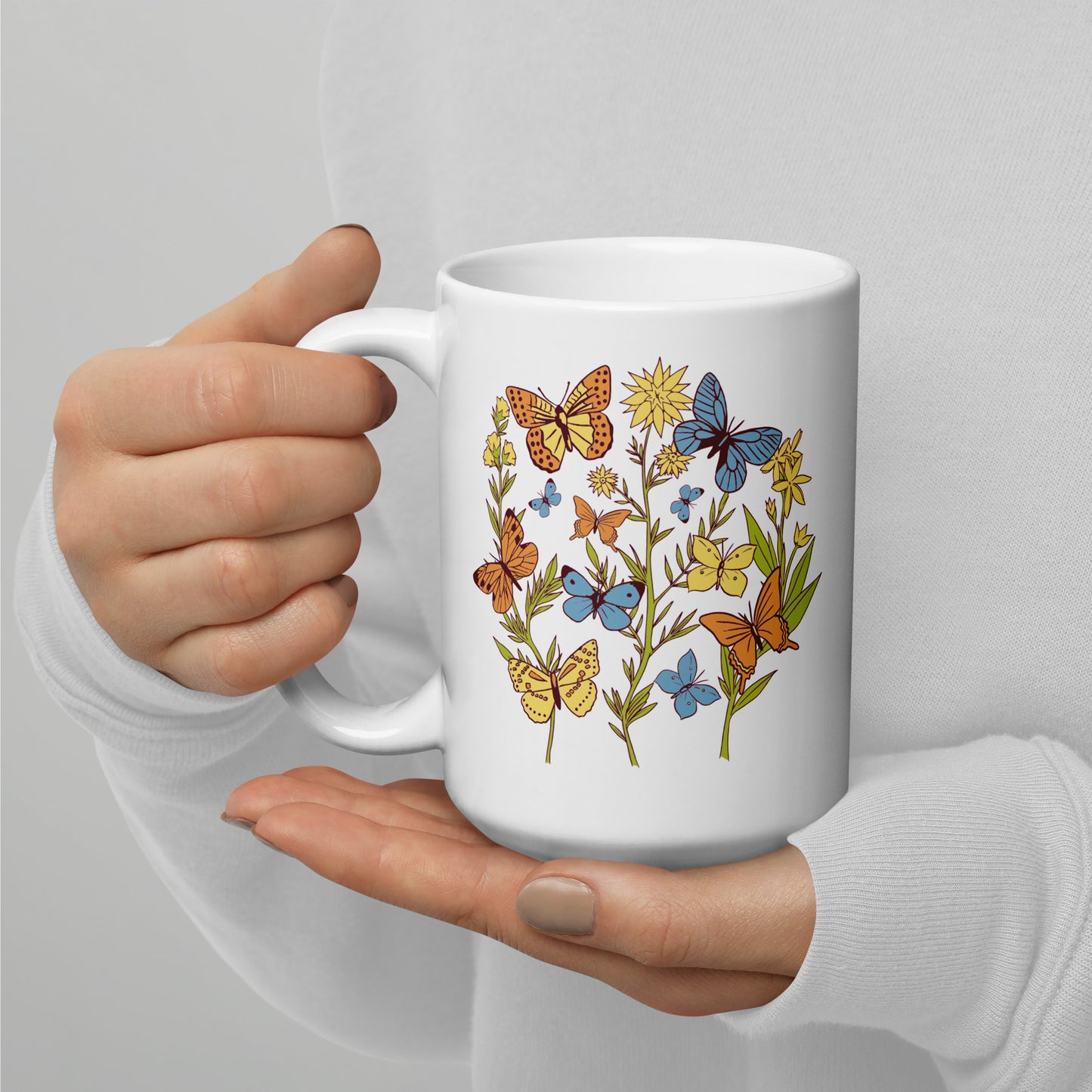 I Love Spring White glossy mug