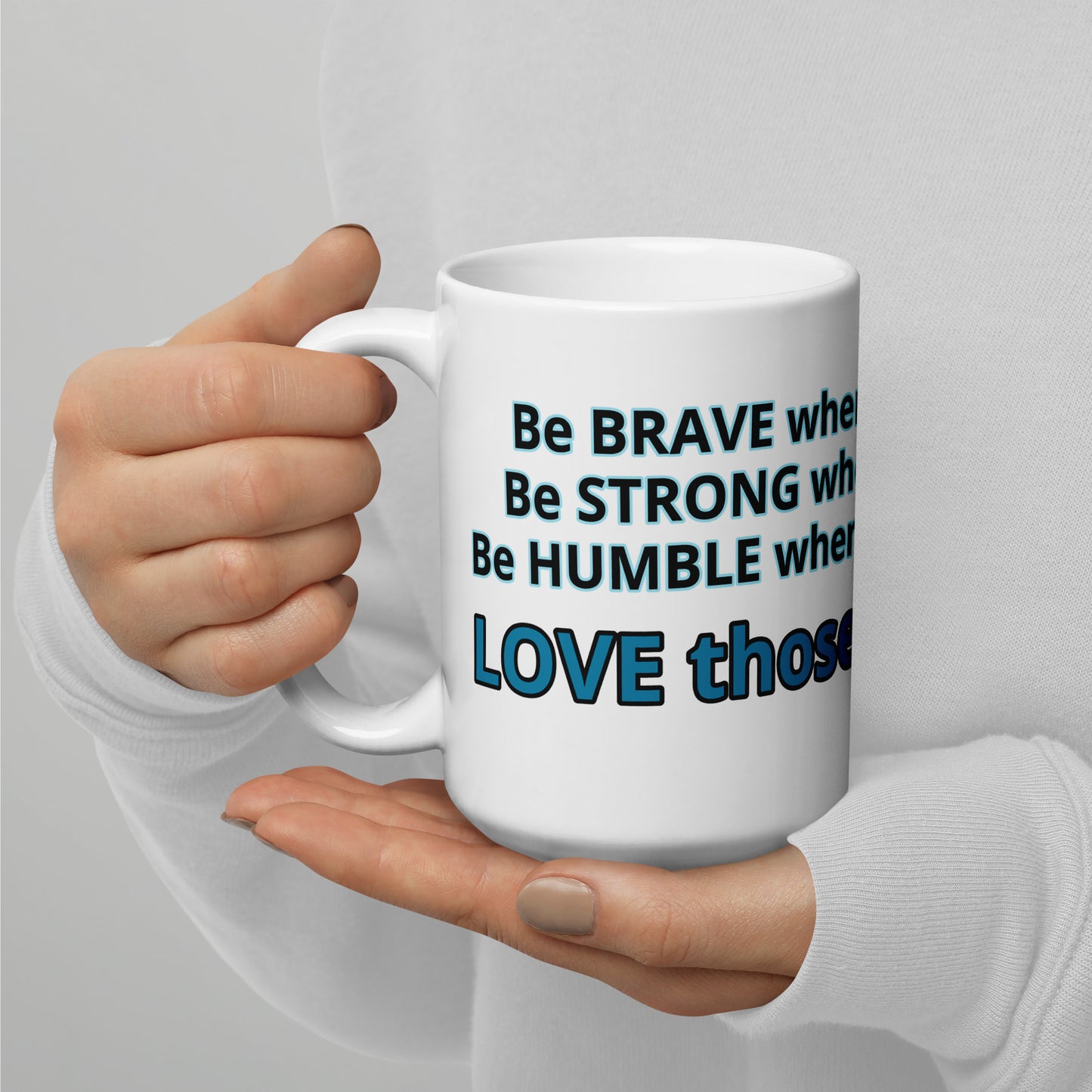 Positive and Inspiring White glossy mug
