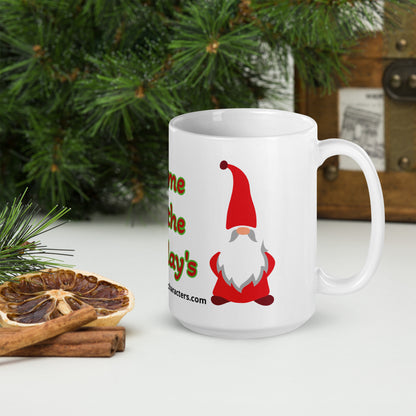 Gnome for the Holiday's mug available in 3 sizes- 11, 15, and 20 oz