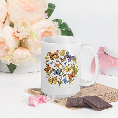 I Love Spring White glossy mug