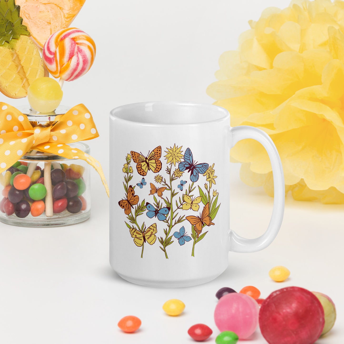I Love Spring White glossy mug