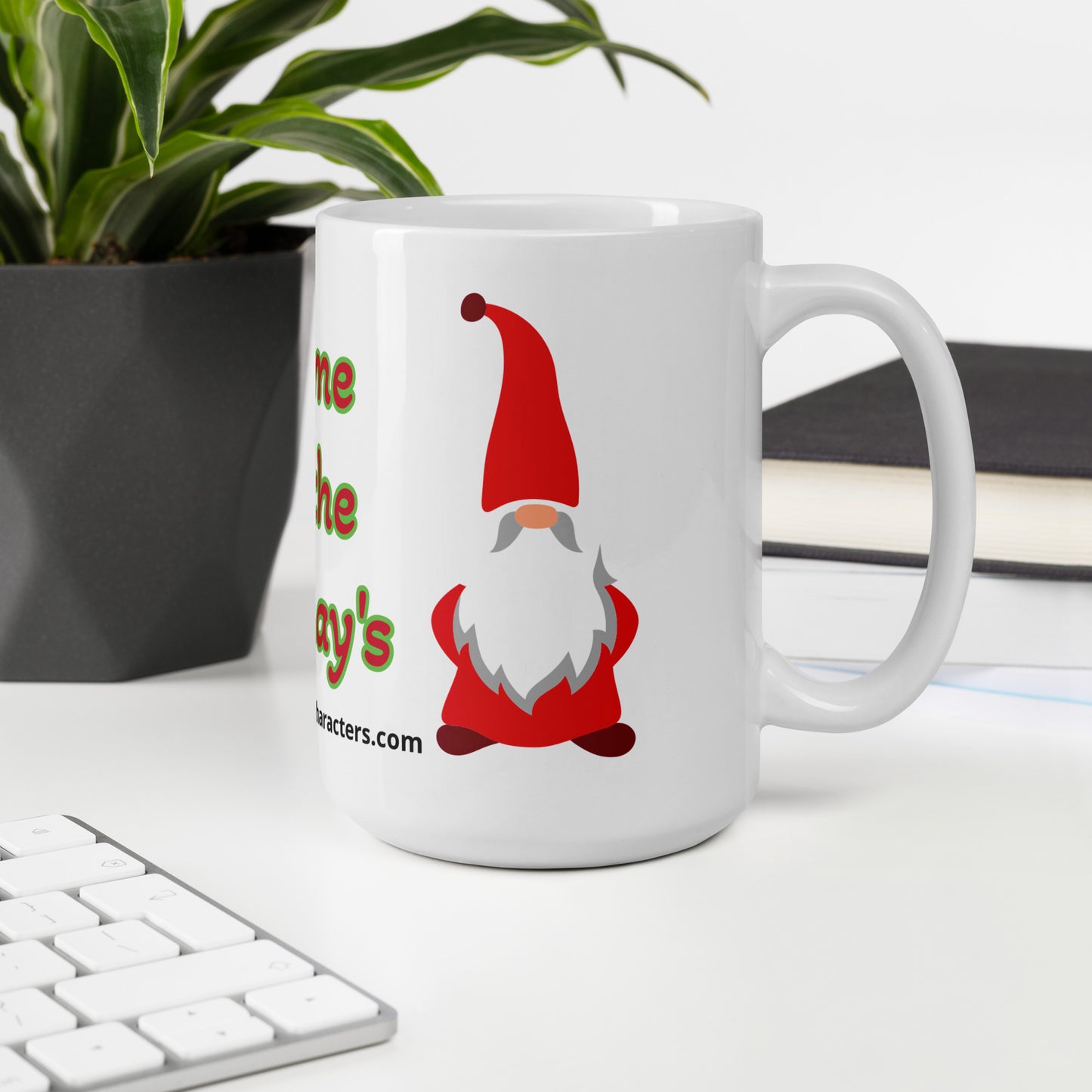 Gnome for the Holiday's mug available in 3 sizes- 11, 15, and 20 oz
