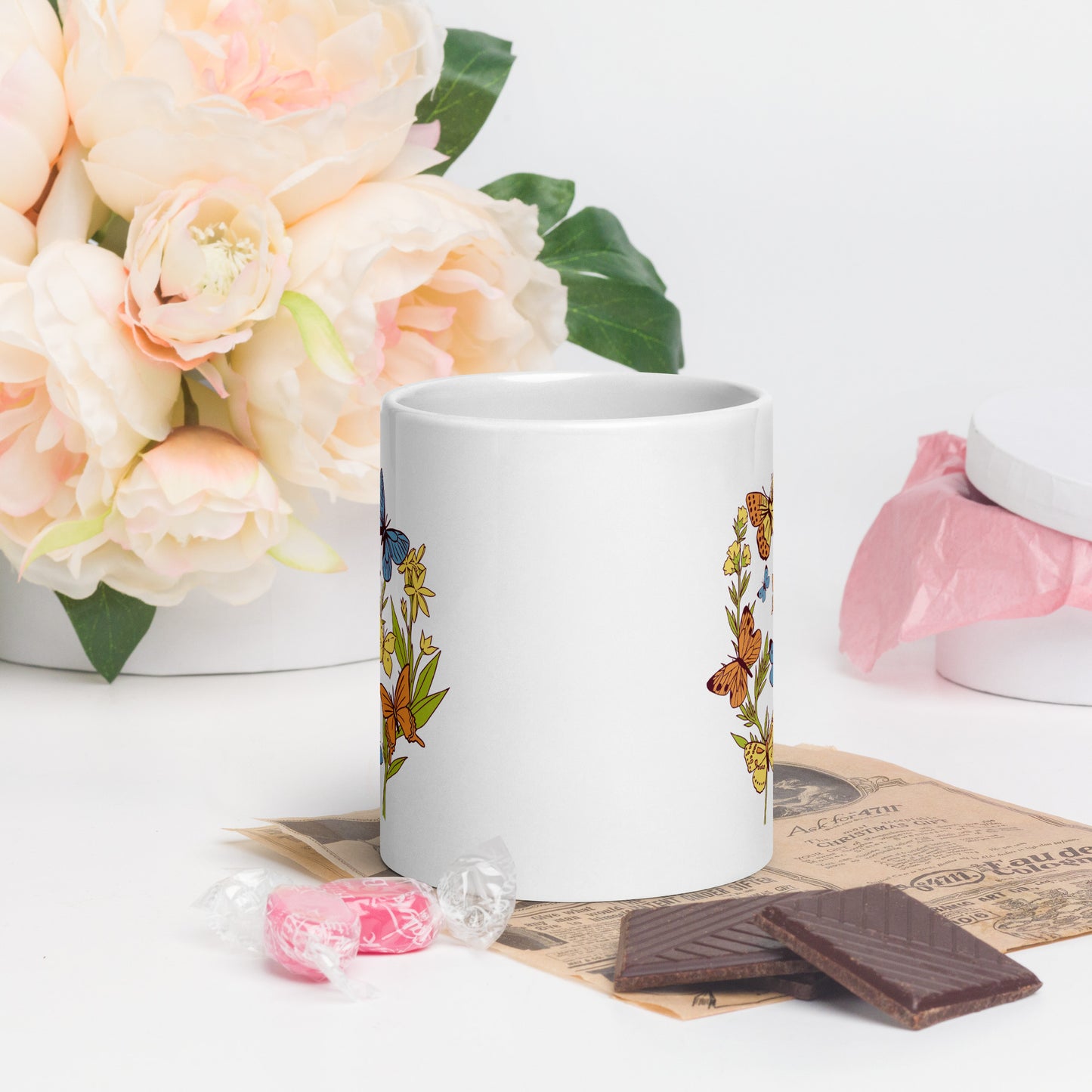 I Love Spring White glossy mug