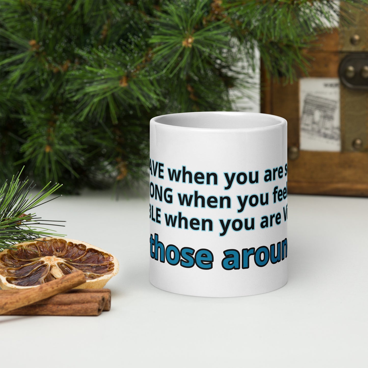 Positive and Inspiring White glossy mug