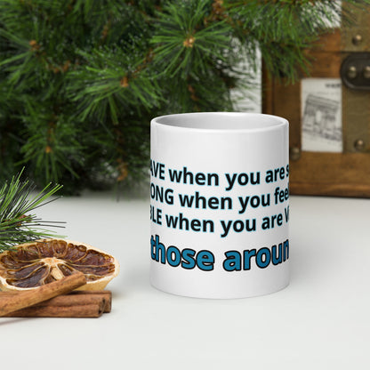 Positive and Inspiring White glossy mug