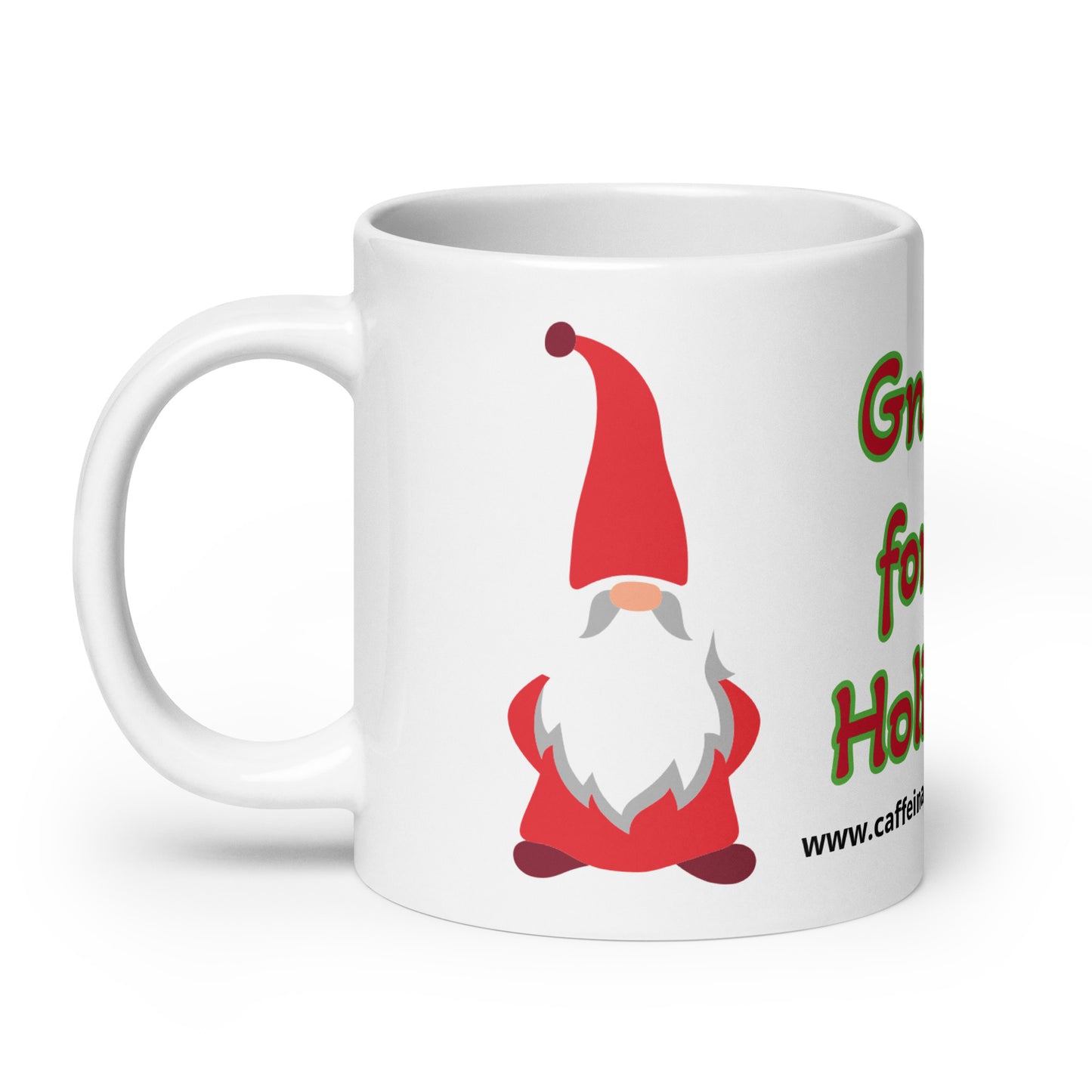 Gnome for the Holiday's mug available in 3 sizes- 11, 15, and 20 oz