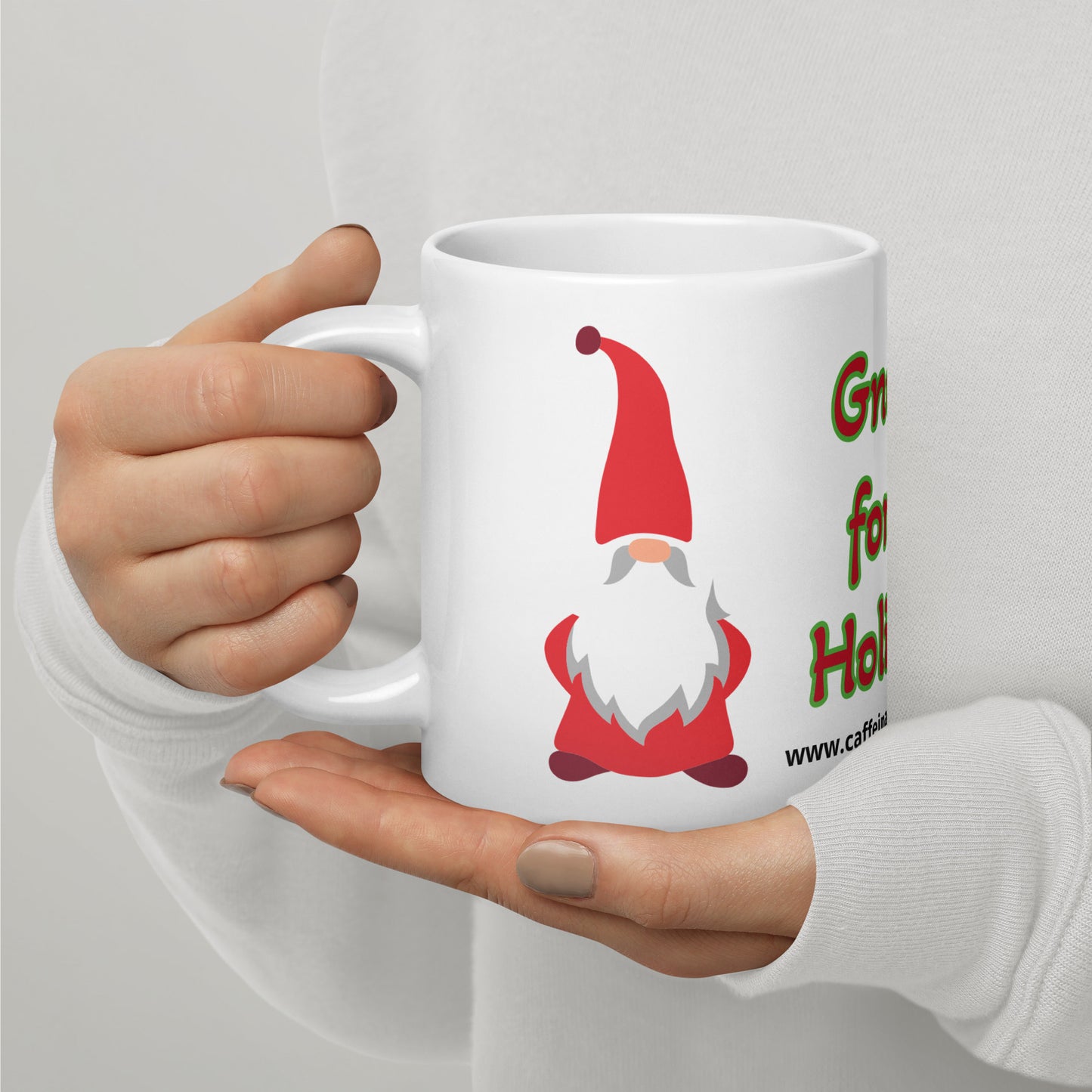Gnome for the Holiday's mug available in 3 sizes- 11, 15, and 20 oz