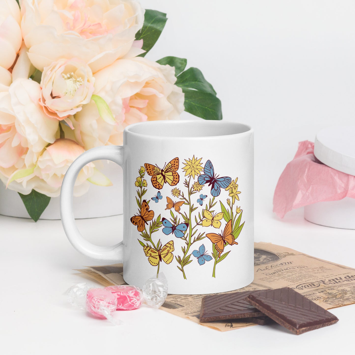 I Love Spring White glossy mug