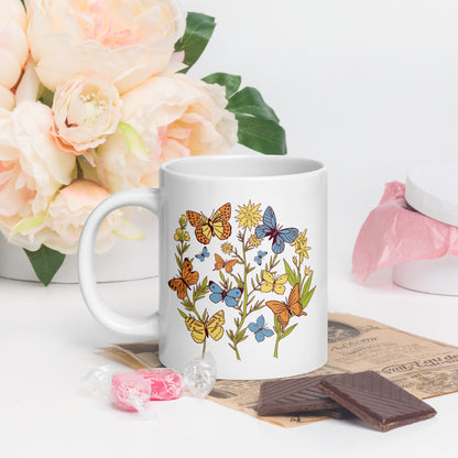 I Love Spring White glossy mug