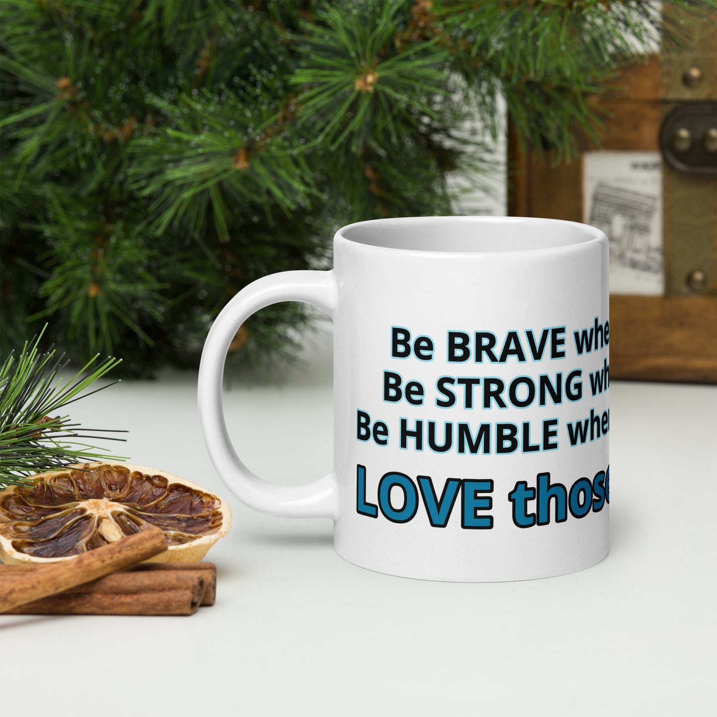 Positive and Inspiring White glossy mug