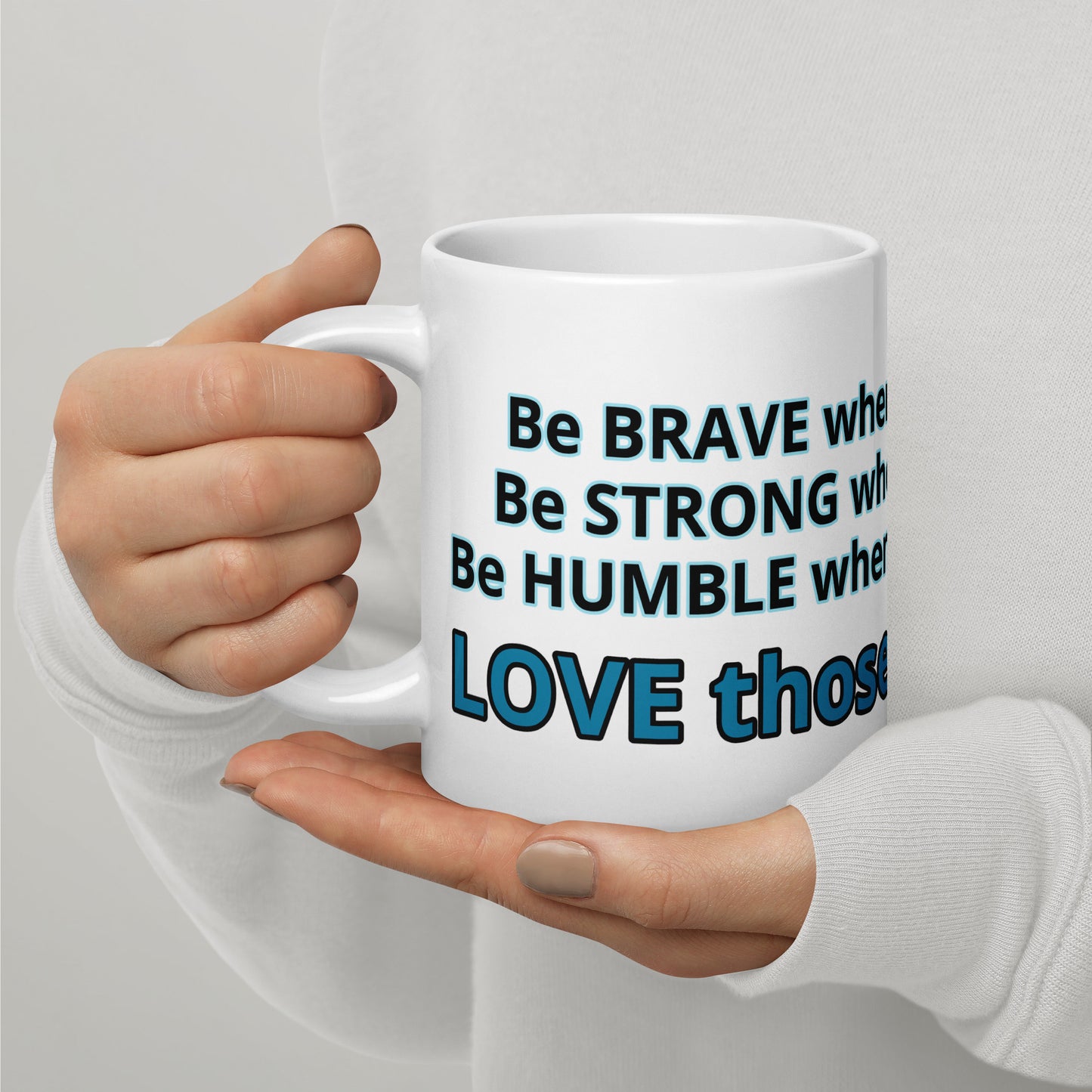 Positive and Inspiring White glossy mug