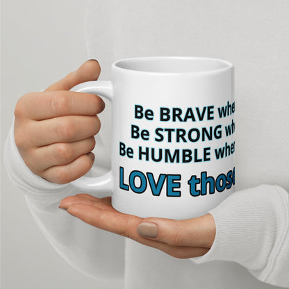 Positive and Inspiring White glossy mug