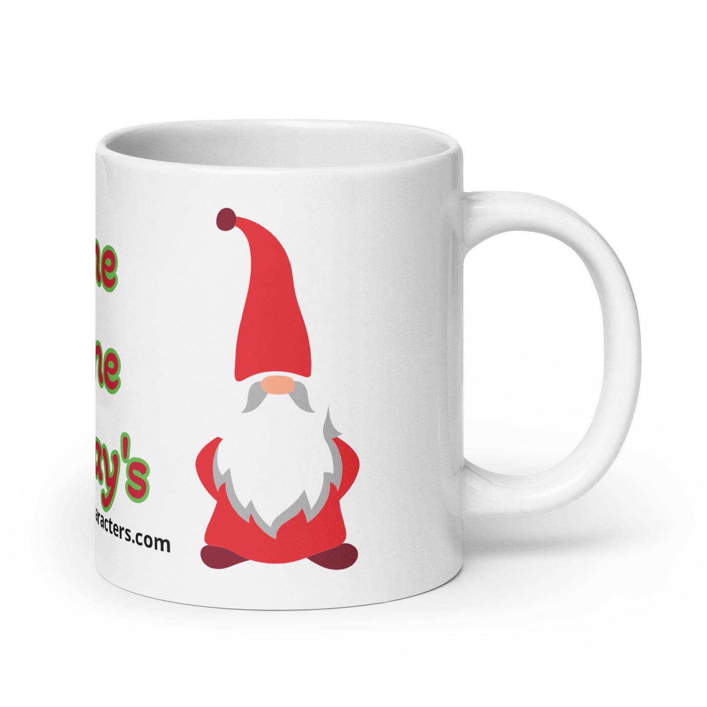 Gnome for the Holiday's mug available in 3 sizes- 11, 15, and 20 oz