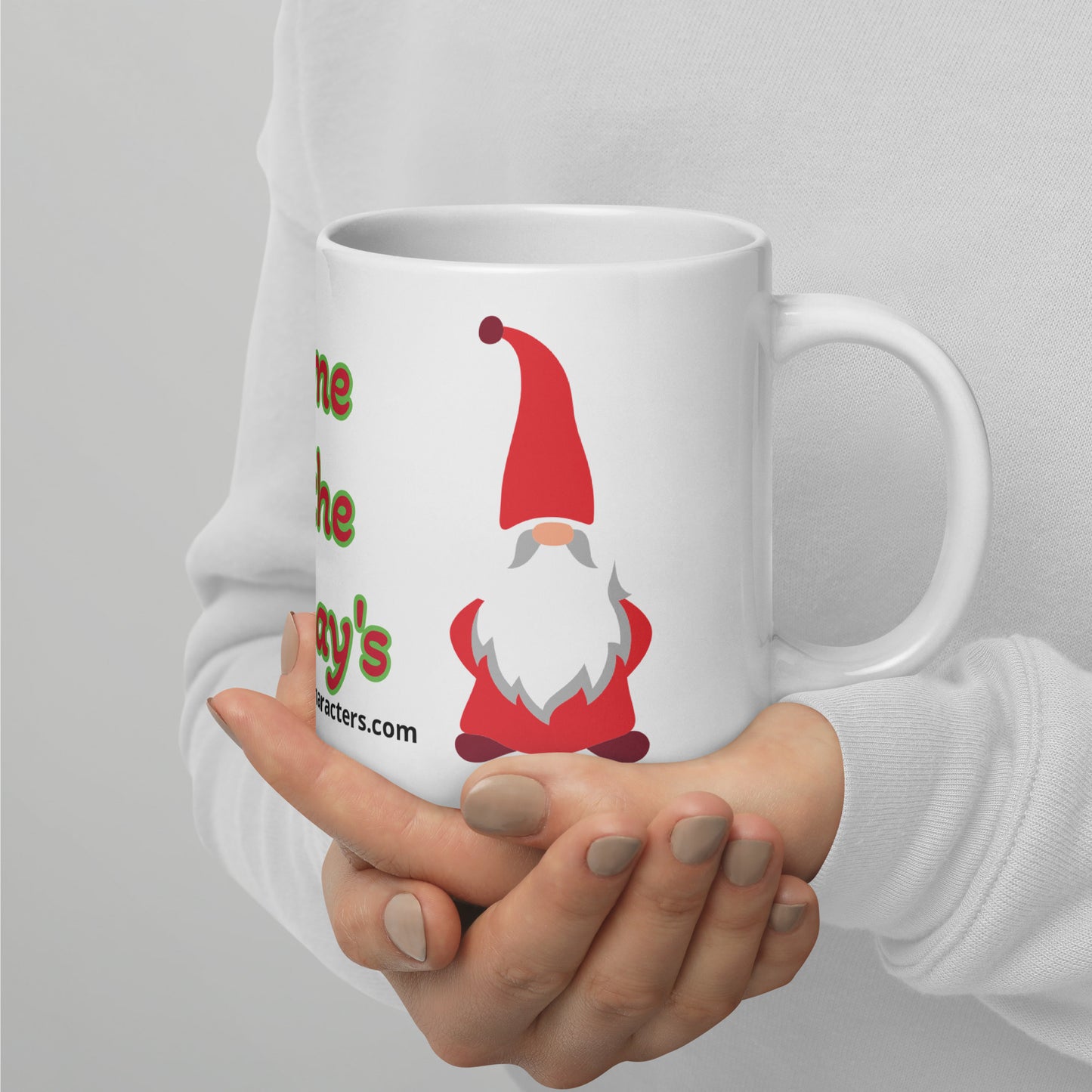 Gnome for the Holiday's mug available in 3 sizes- 11, 15, and 20 oz