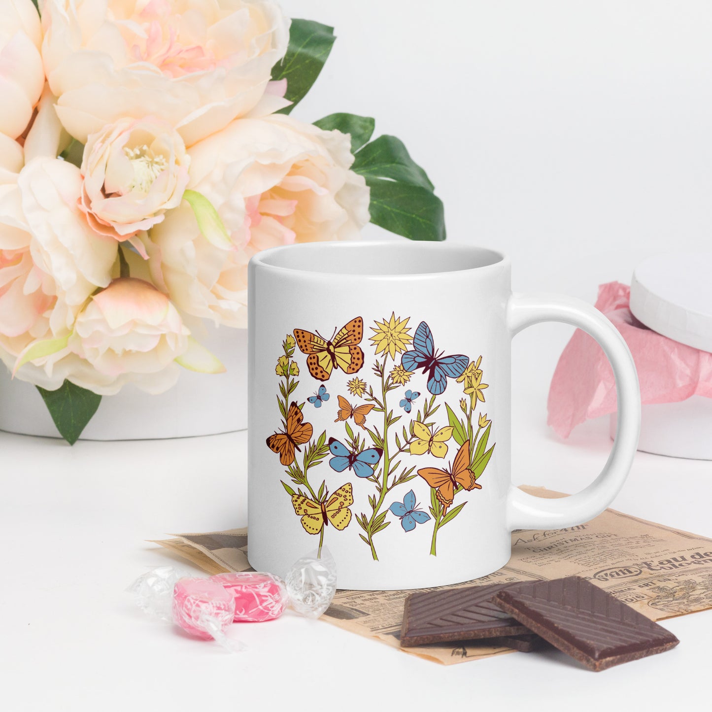 I Love Spring White glossy mug