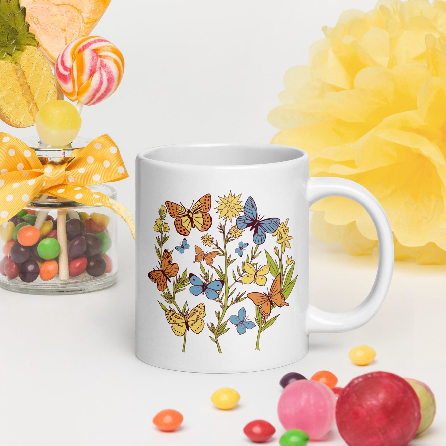 I Love Spring White glossy mug