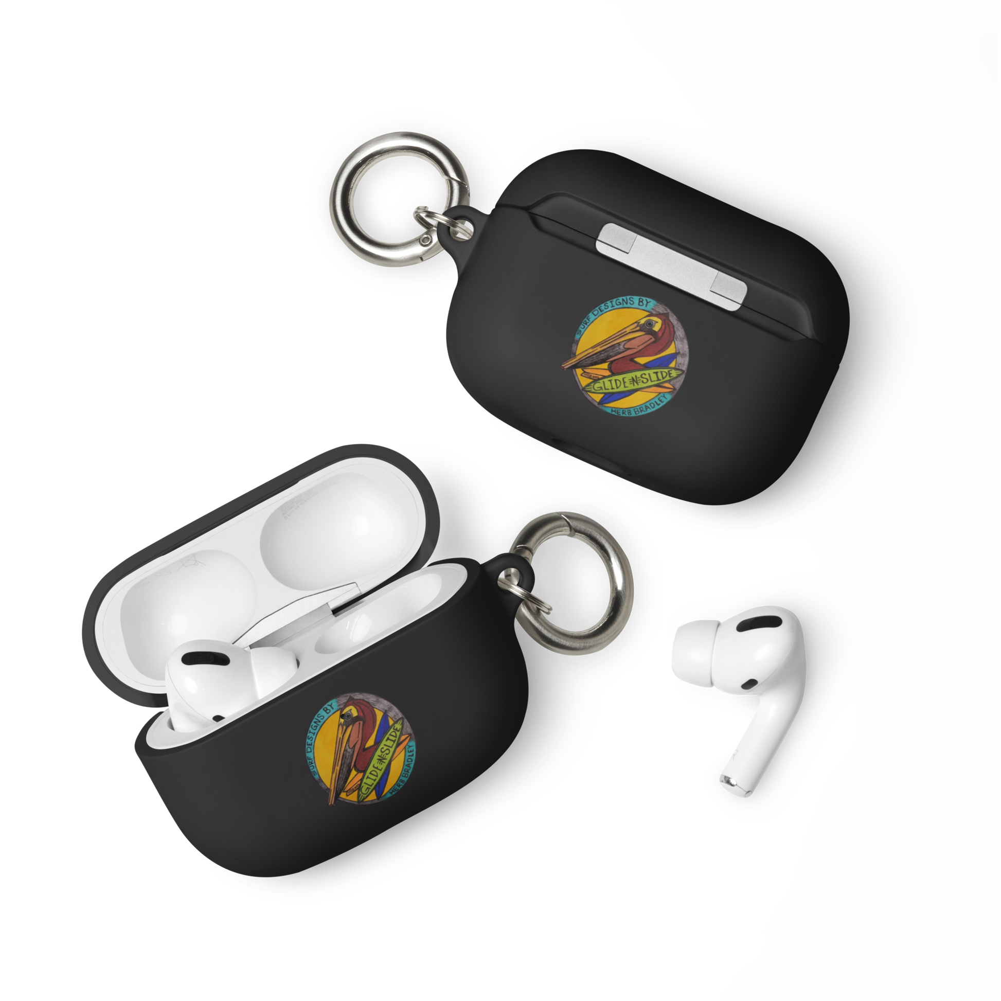 Glide -N- Slide, -BLACK-airpods-pro-front- closed and open